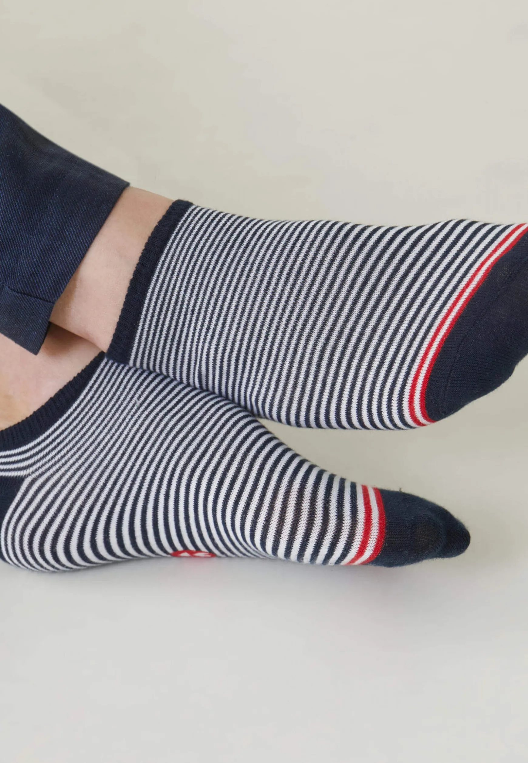 Le slip français Duo de socquettes en coton-Pack Duo Socquettes Jo Marine Marinière<Homme Chaussettes Courtes | Chaussettes Courtes