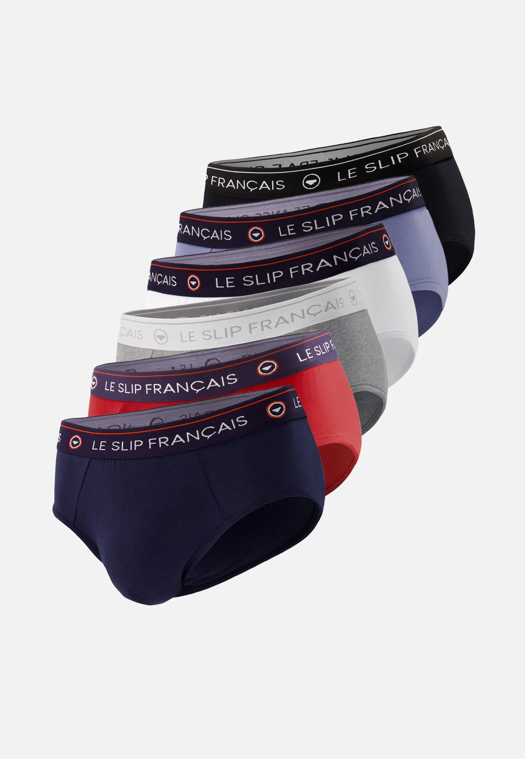 Le slip français Six pack slips en coton-Pack 6 Slip Intrépide Noir Marine Rouge Cerise Gris Chiné Bleu Jean<Homme Packs De Slips | Packs Sous-Vêtements