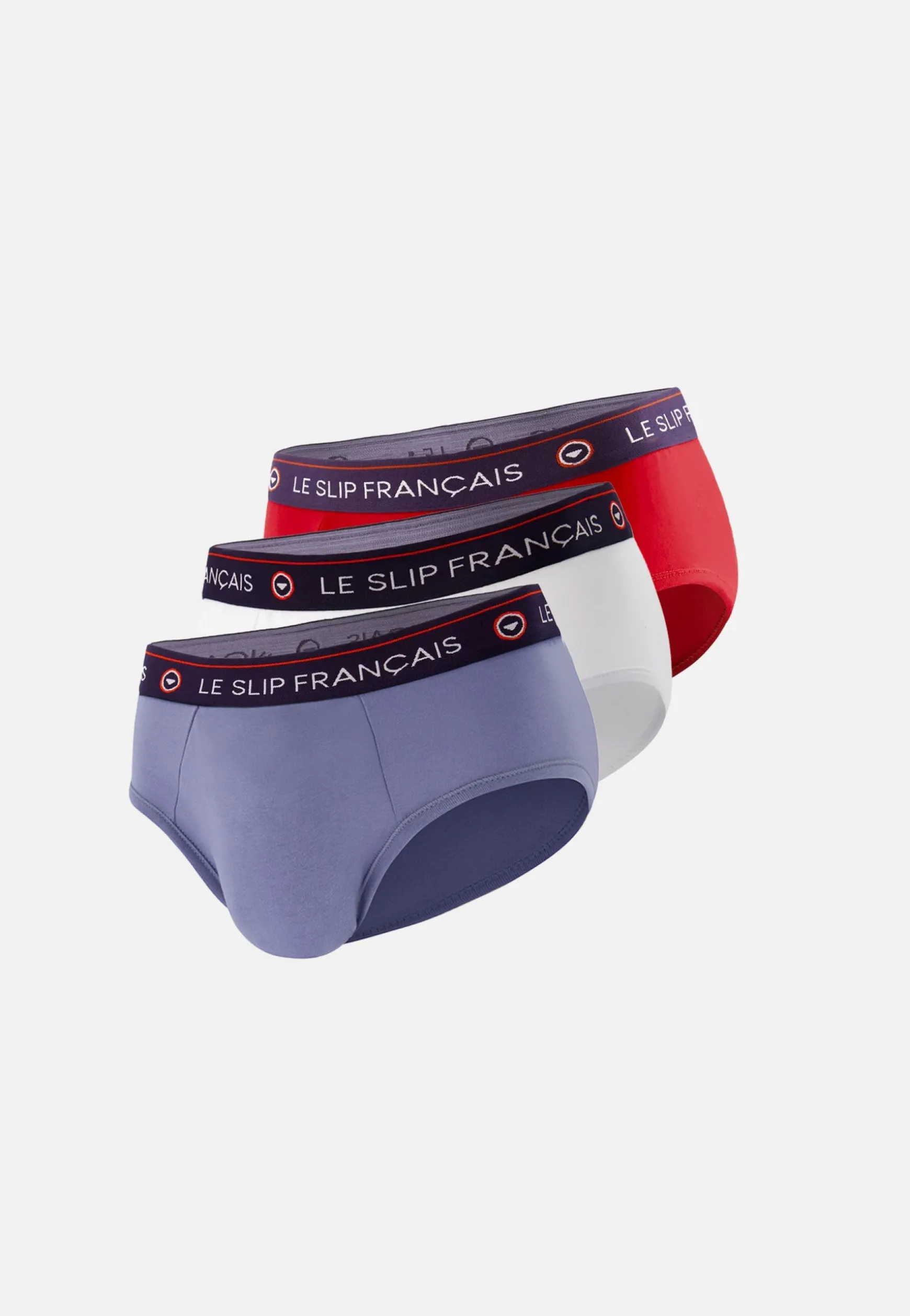 Le slip français Trio de Slips en Coton-Pack Trio Slip Intrépide Bleu Jean Rouge Cerise<Homme Packs De Slips | Packs Sous-Vêtements